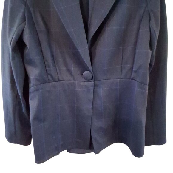 Cabi Sunset Kiss Blazer jacket womens 12 blue windowpane plaid - Picture 4 of 4